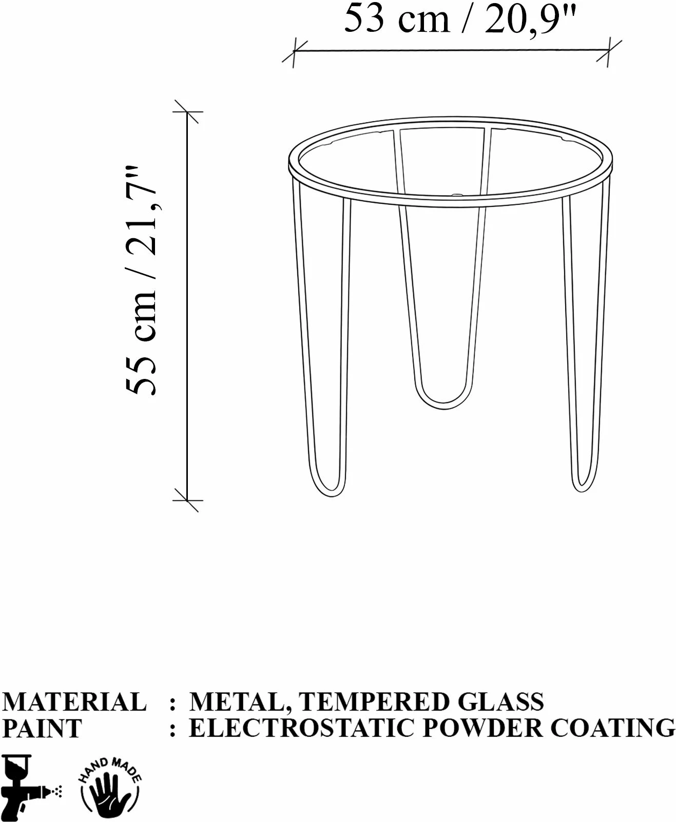 Tavolinë kafeje moderne, xham i temperuar, shumëngjyrëshe, Skye Decor, SHB-033-A