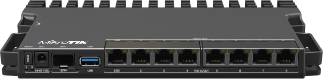 Router MIKROTIK RB5009UPr+S+IN, 8x PoE-in/PoE-out, 1x 2.5GbE, 7x 1GbE, 10G SFP+, USB 3.0, zi