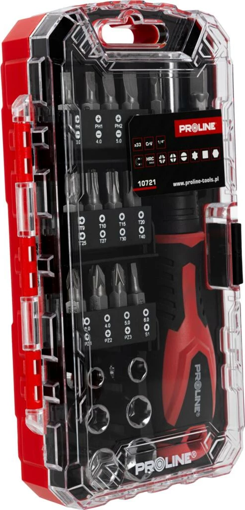 Set soketash dhe bitash me dorezë PROLINE 10721, 33 copë