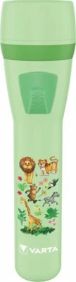 Llambë dore Varta Kids Flashlight LED 10 lm, 2xAA, rreze 4 m, e gjelbër e ndezur, me bateri AA