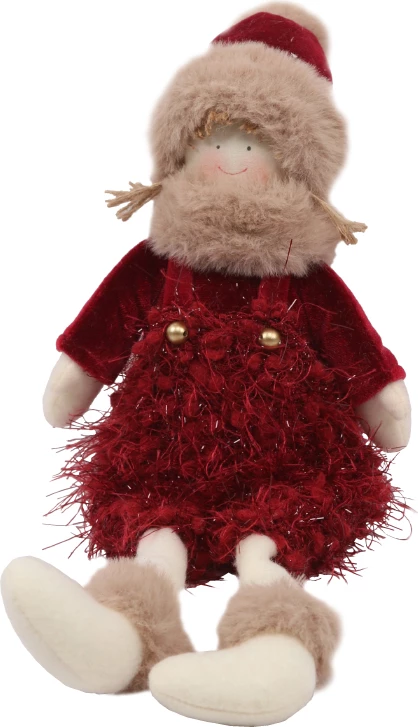 Dekor për Krishtlindje, engjëll, ngjyrë e kuqe-bezhë, 13x6x33cm