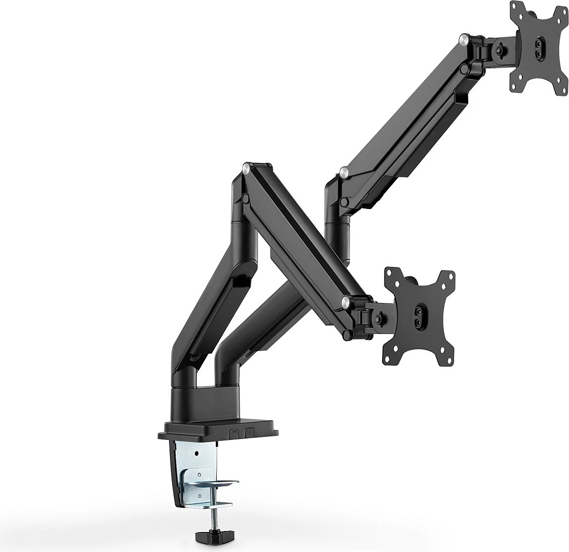Mbajtës dy monitorësh Digitus Universal Dual me gas spring, VESA 75/100, 15"-32", deri 9 kg, clamp, i zi