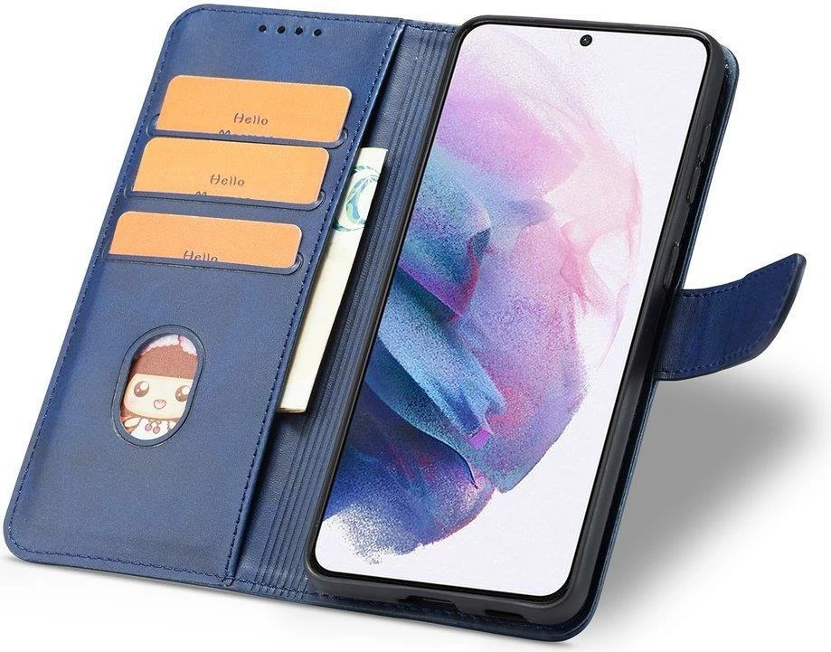 Mbështjellës Hurtel Magnet Case Elegant për Samsung Galaxy S22+, me kapak, kaltër