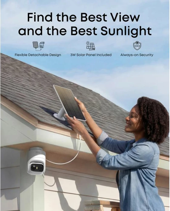 Kamerë sigurie CCTV ANKER Eufy Security eufyCam C37 2K, 360° AI tracking, solar panel, set 4 copë + bazë (HomeBase), e bardhë