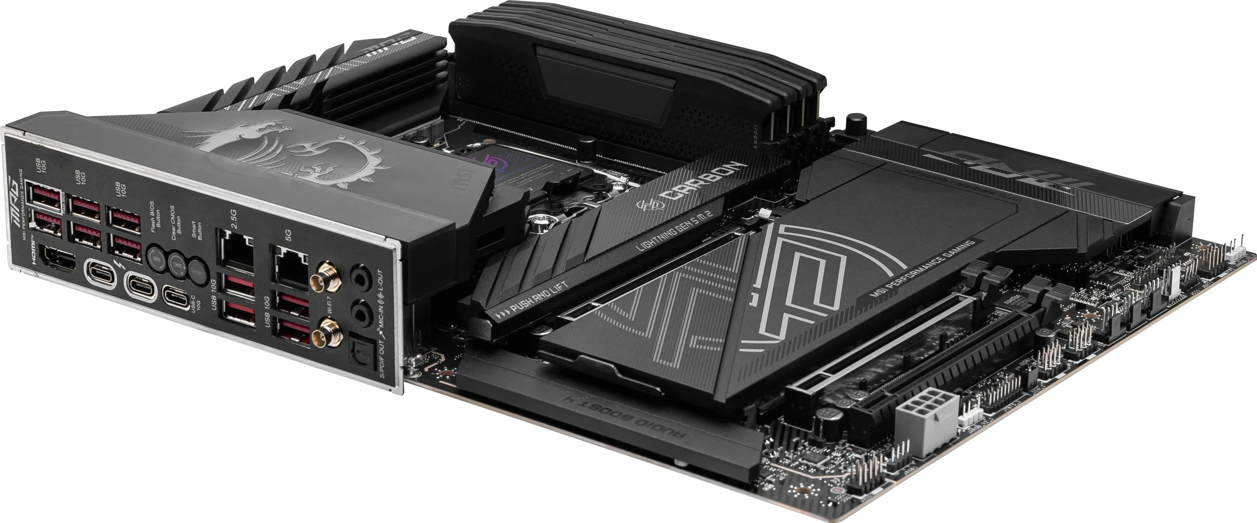 Pllakë amë MSI MPG Z890 CARBON WIFI, ATX, DDR5, Wi‑Fi 7, PCIe 5.0, e zezë, set me antenë WiFi + 2x kabllo SATA + pendrive