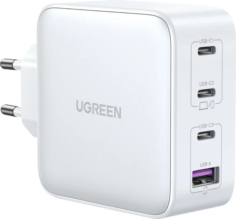 Karikues i shpejtë GaN Ugreen CD226, 100W, 3xUSB-C/USB-A, i bardhë