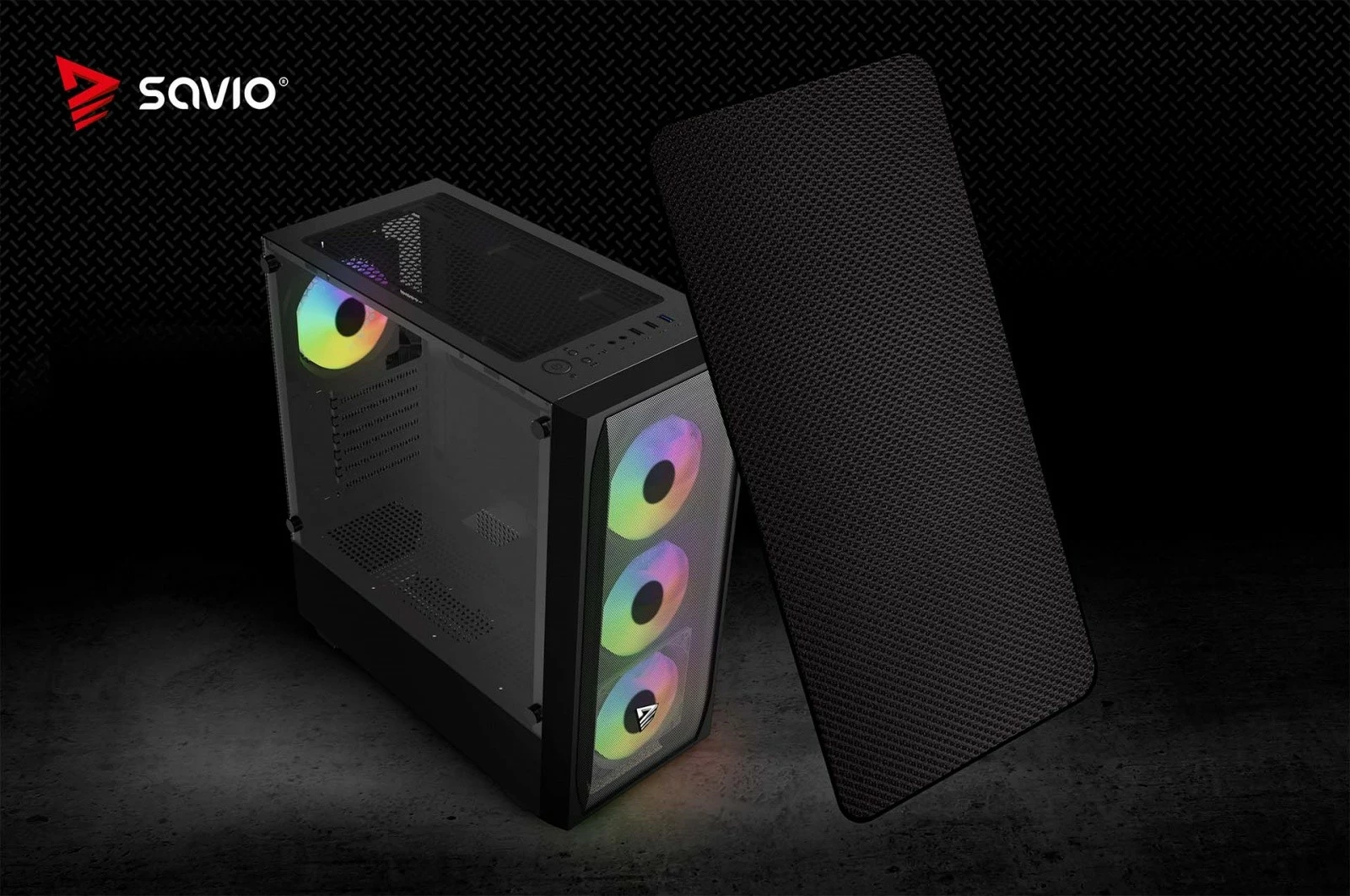 Kasë, Savio, NOCTIS FLOW RGB X1, Midi Tower, ATX, 4x 120 mm RGB PWM, USB-A 3.1 Gen1, e zezë