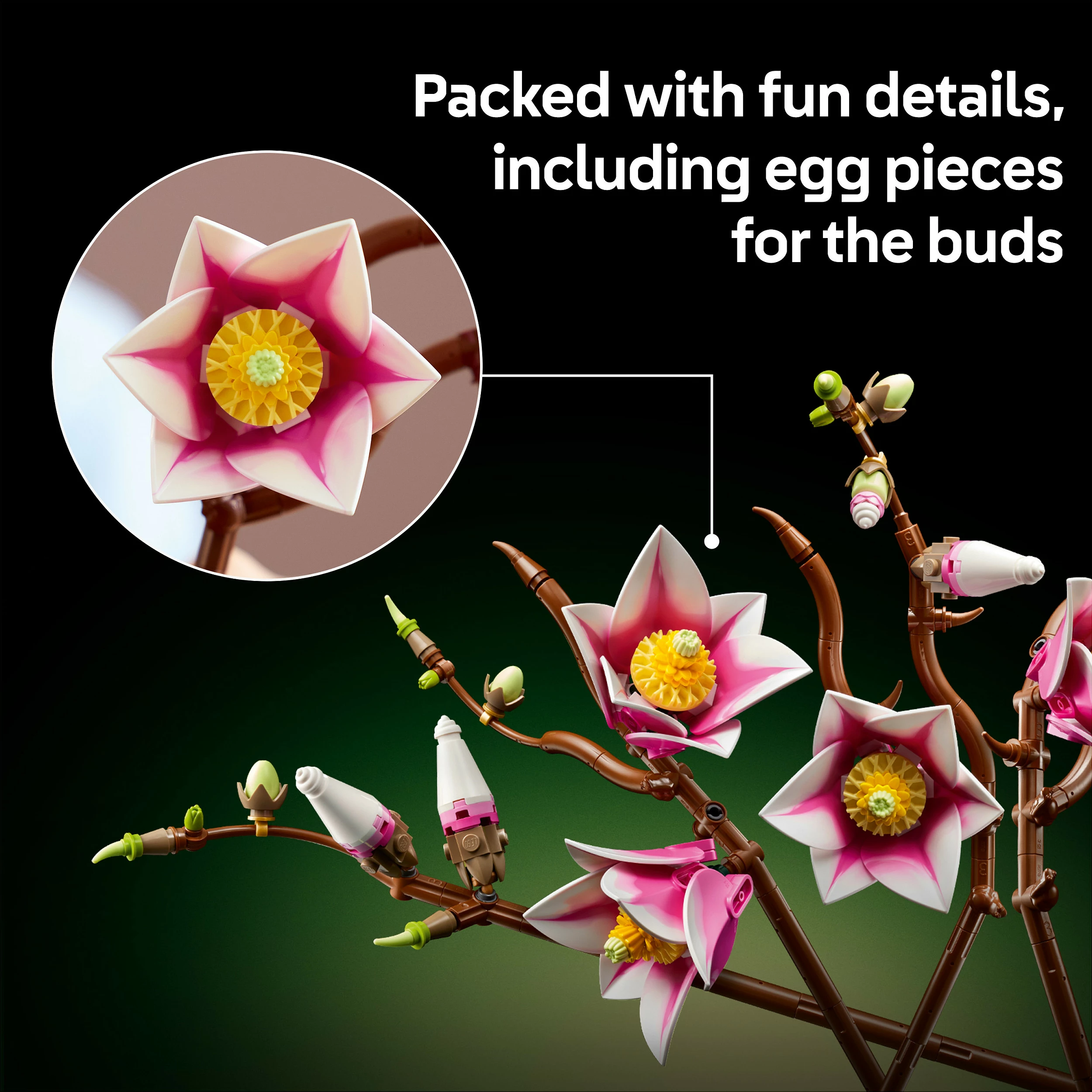 Set ndërtimi LEGO Botanicals Magnolia Branches 11510, 435 copë, 18+, shumëngjyrësh
