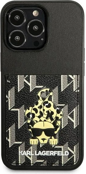 Mbështjellës Karl Lagerfeld Karlimals Cardslot për iPhone 13 Pro / iPhone 13, i zi