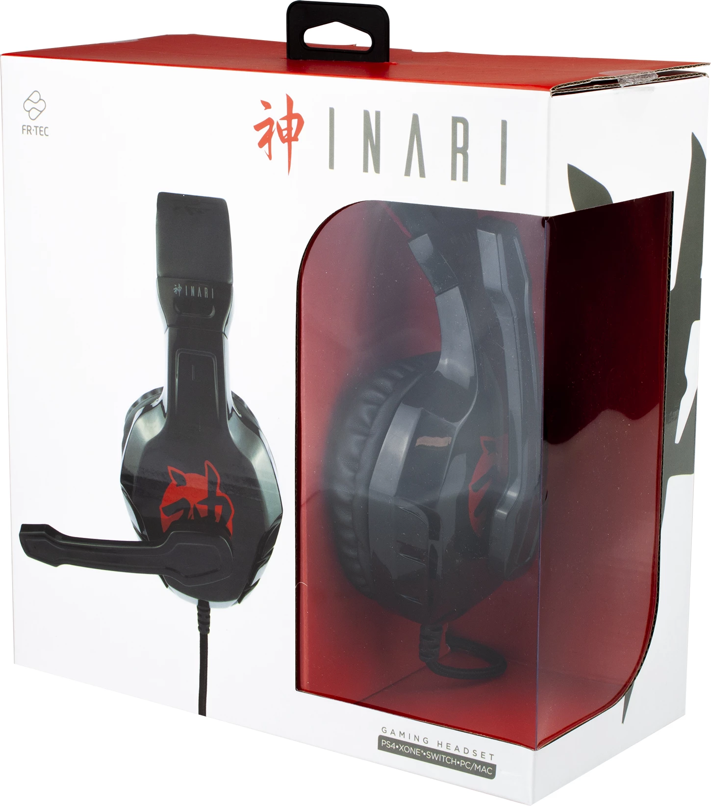 Kufje gaming FR-TEC Inari me mikrofon, 50 mm, 3.5 mm, kabllo 1.2 m, e zezë/kuqe