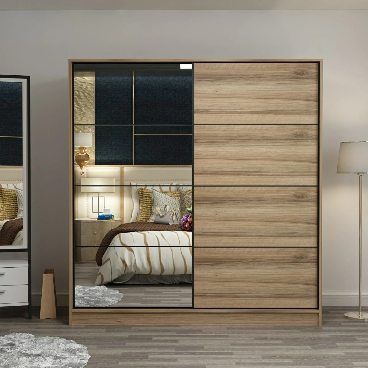 Dollap Hanah Home, Kale - 3978, ngjyrë dore, me pasqyrë