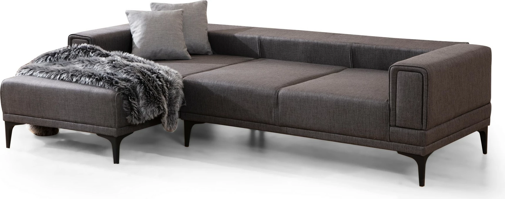 Kënd-sofë krevati Atelier del Sofa, Horizon majtas, ngjyrë gri e errët