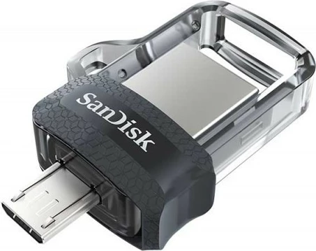 Pendrive SanDisk Ultra Dual Drive m3.0 32GB, USB 3.0/microUSB, Gri/Argjend