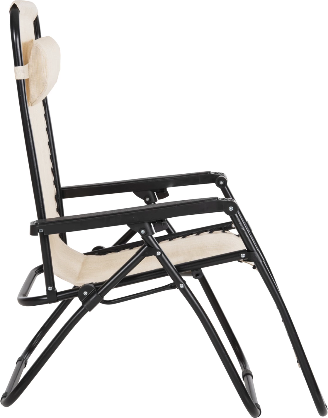 Karrige relaks COMPANION HM5095.12, metal i zi + textilene bezhë, 67x145x110H cm