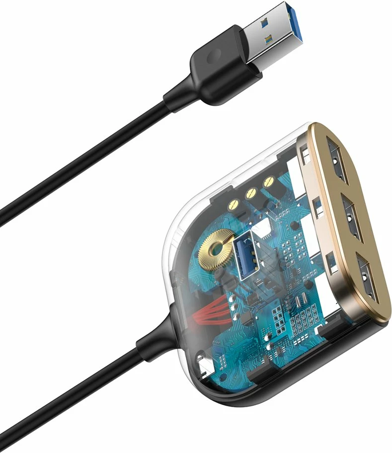 HUB Baseus Square CAHUB-AY01, 4 porte USB-A, 1m, e zezë