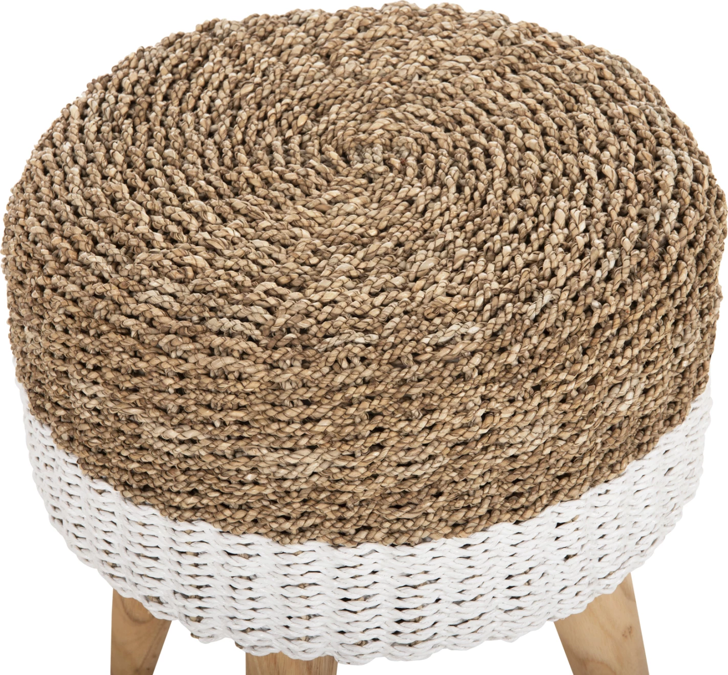 Karrige për bar BEAM, dru tik dhe rush deti, natyrale & e bardhë, Φ42x46H cm