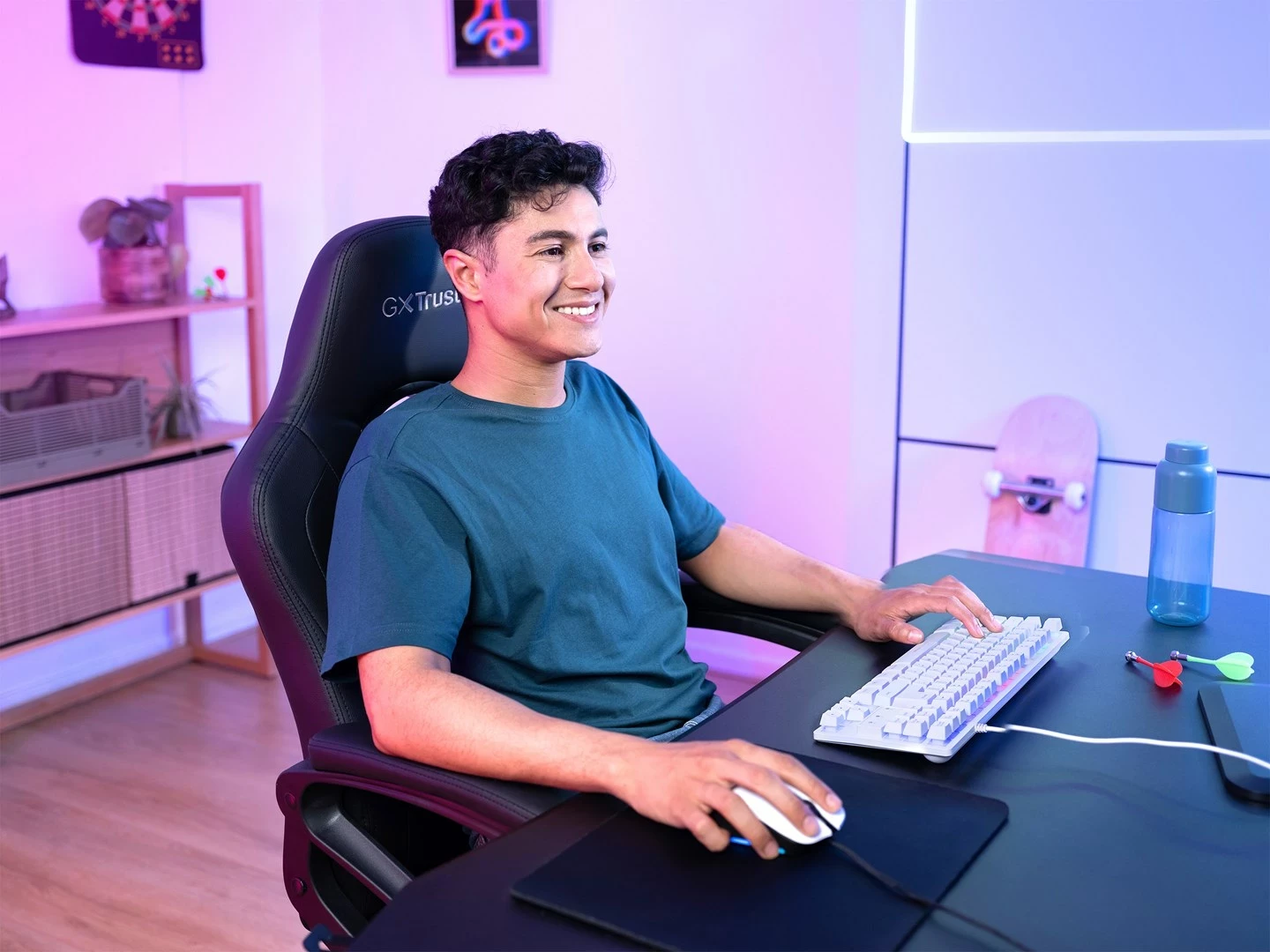 Tastierë gaming Trust GXT 833W Thado, USB, QWERTY, Anglisht, e bardhë