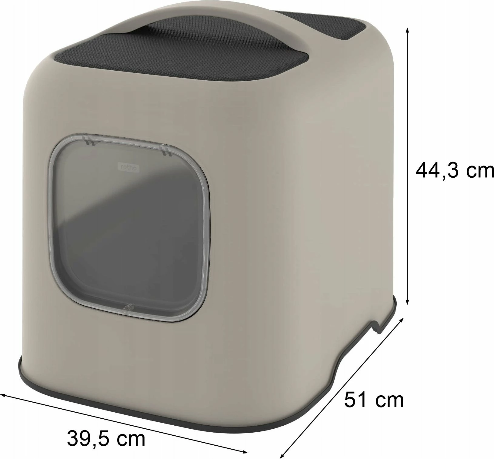 Kuti rëre për mace Rotho Cappuccino R90753, me filtër karboni, mbyllje magnetike, 51 x 39.5 x 44.3 cm, bezhë