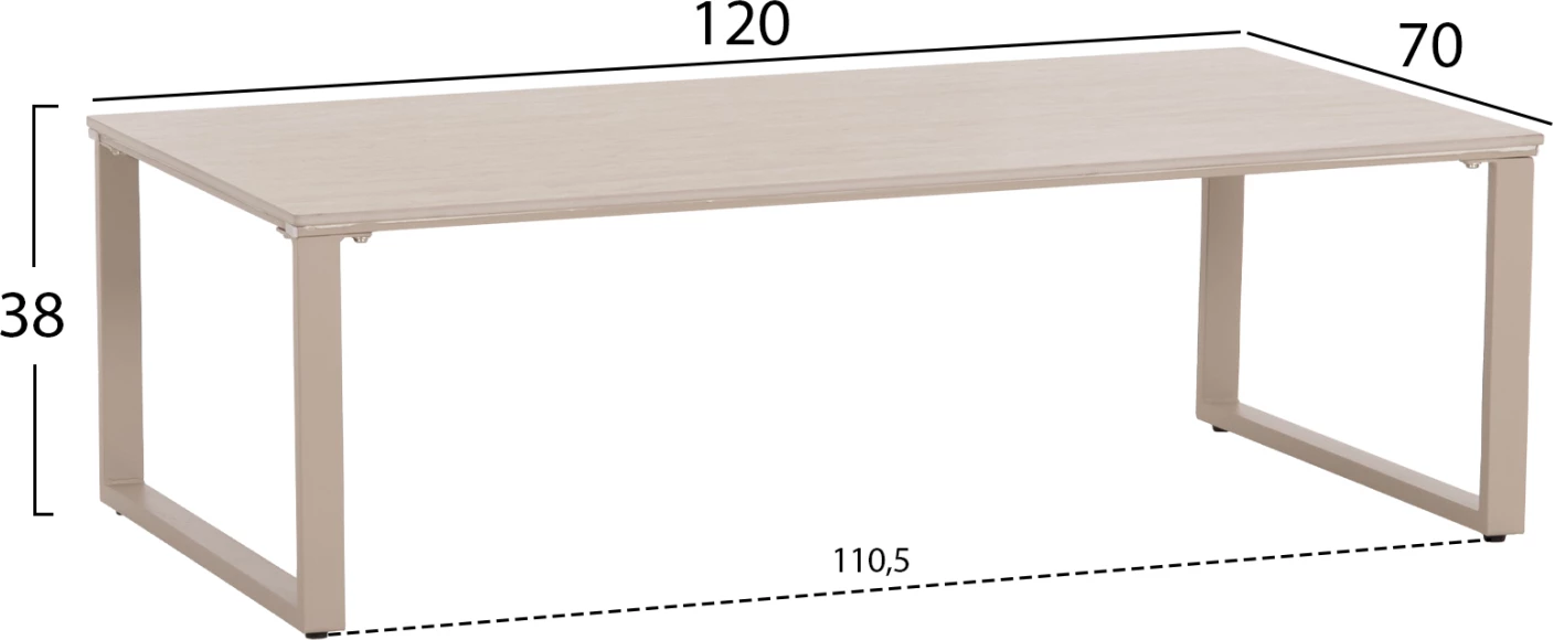 Set tavolina kafeje 2 copë, metal bezhë, sipërfaqe gur sinterizuar, model travertin, 120x70x45H