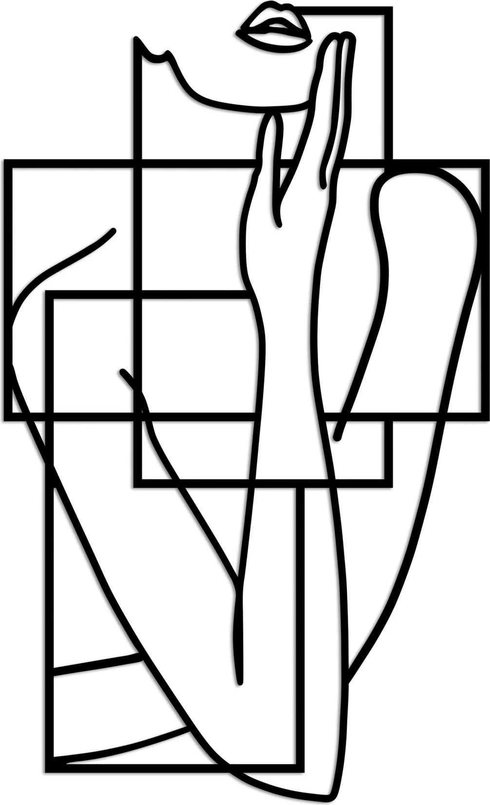 Aksesor dekorativ metalik për mur, Wallity, Think - L, ngjyrë e zezë