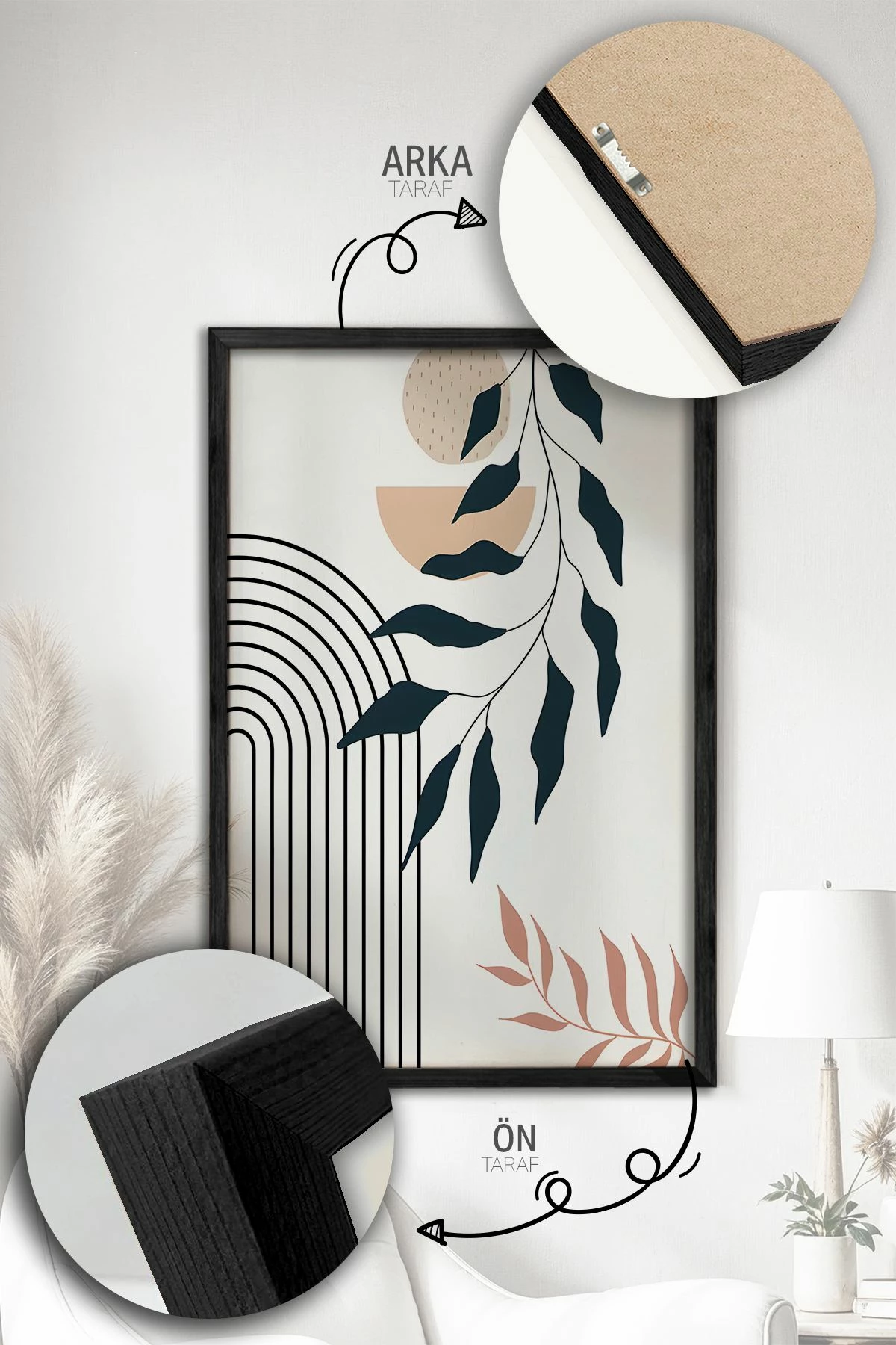 Pikturë dekorative me kornizë (3 copë), Wallity, Artvmodel30-Sıyah