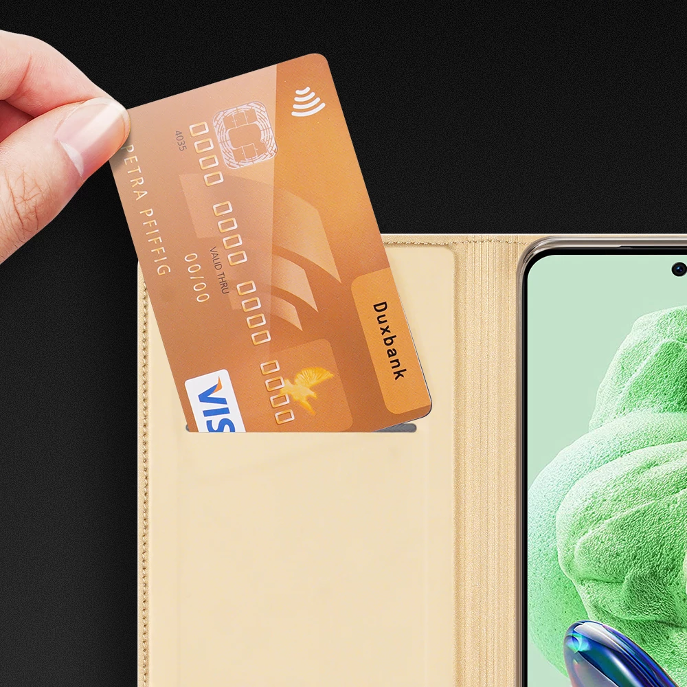Mbështjellës Dux Ducis Skin Pro për Xiaomi Redmi Note 12 Pro+, me kapak, xhep për kartelë, funksion stand, kaltër