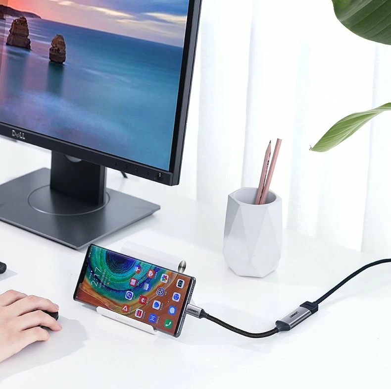 Adapter Ugreen USB Type C në HDMI 2.0, 4K @ 60 Hz, Thunderbolt 3, Gri