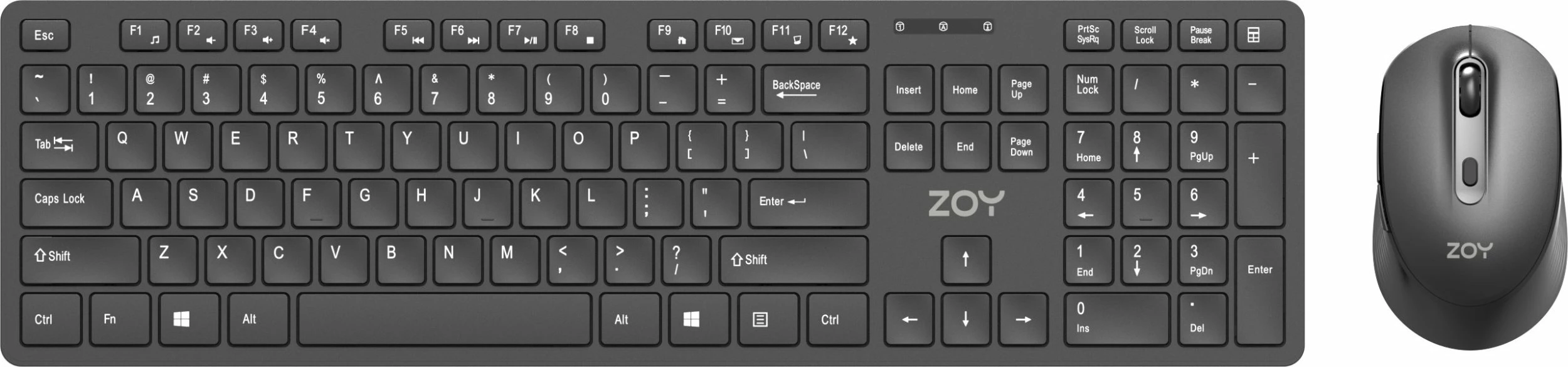 Set tastierë + Maus wireless ZOY ZKM888 2.4GHz, layout US, 106 taste, Plug & Play, i zi