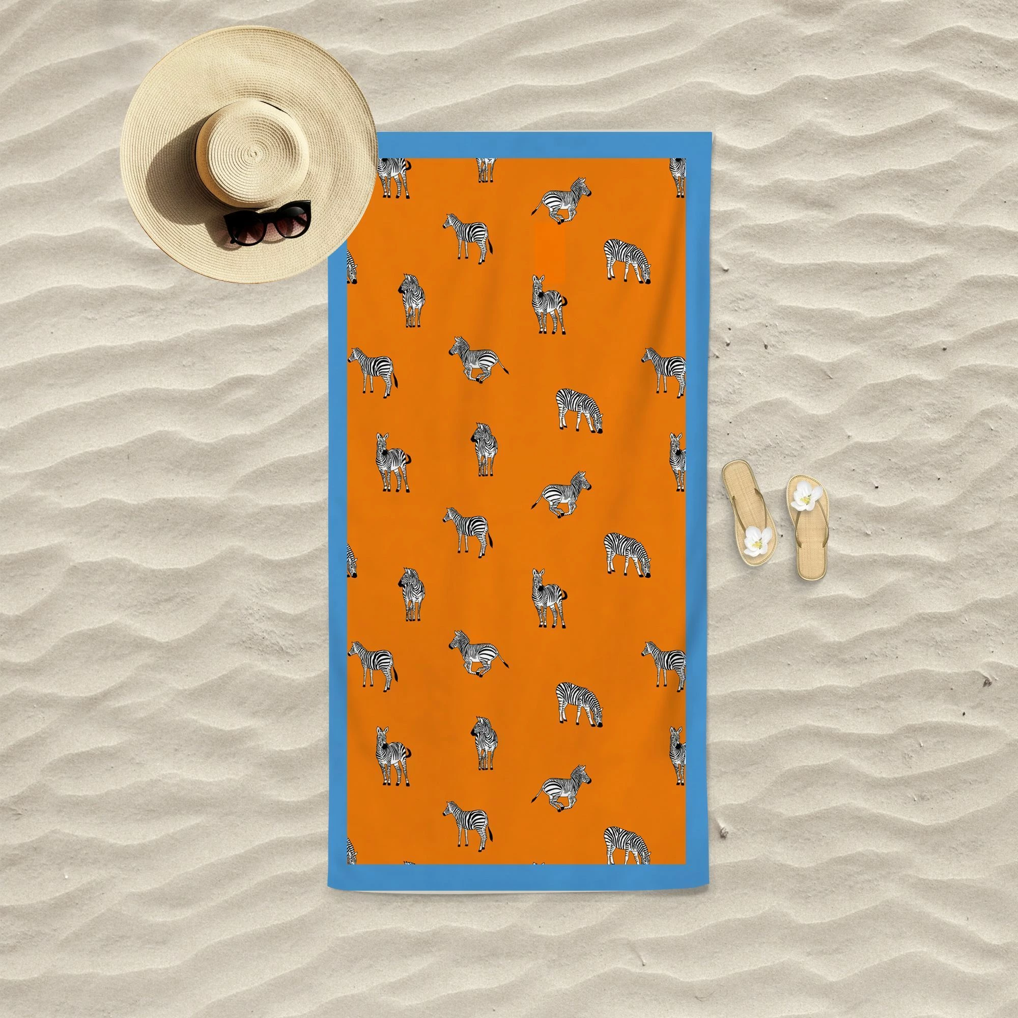 Peshqir plazhi Mijölnir, zebra, portokalli