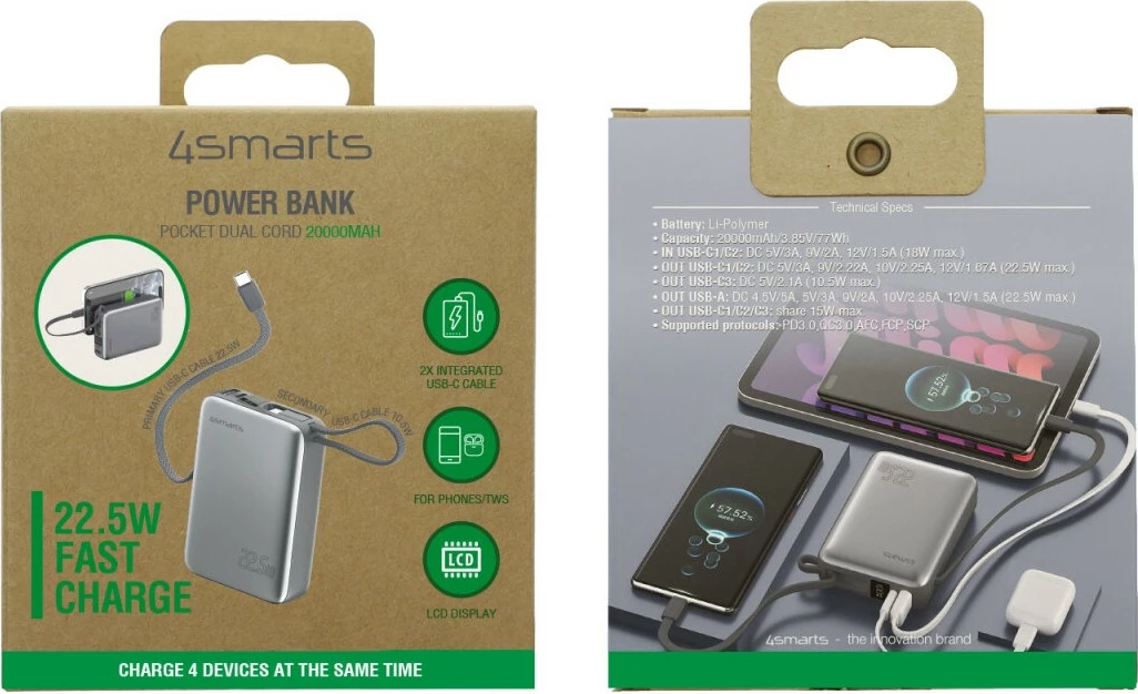 Powerbank 4smarts Powerbank Pocket Dual Cord 20000mAh 22.5W spacegrau 8