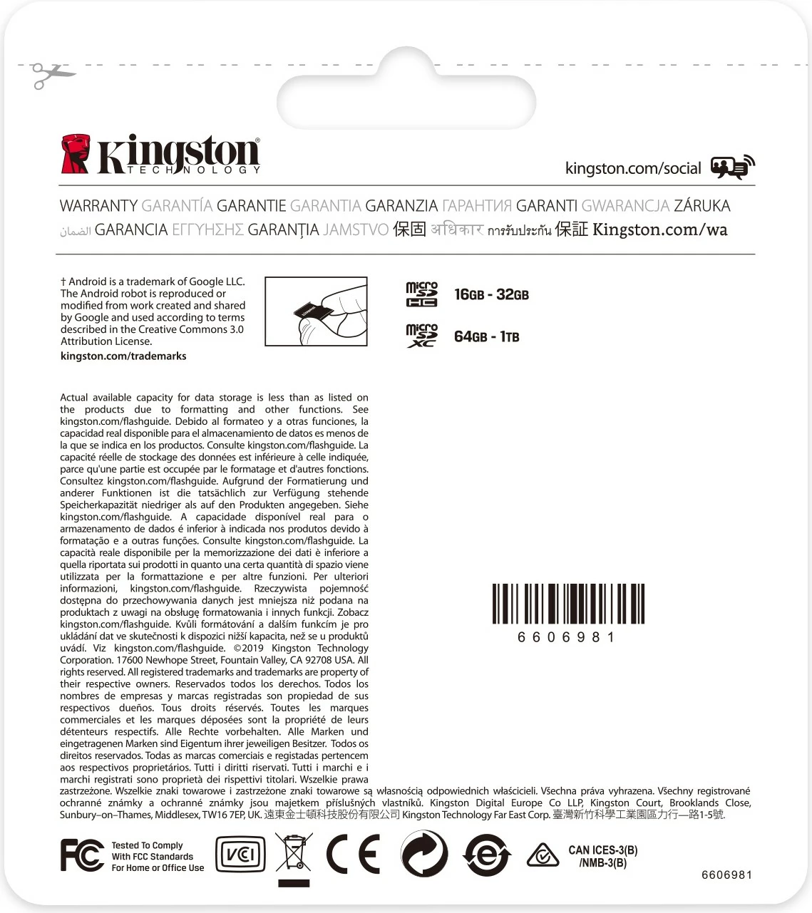 Kartelë microSDXC Kingston 64GB Canvas Select Plus, 100 MB/s, e zezë
