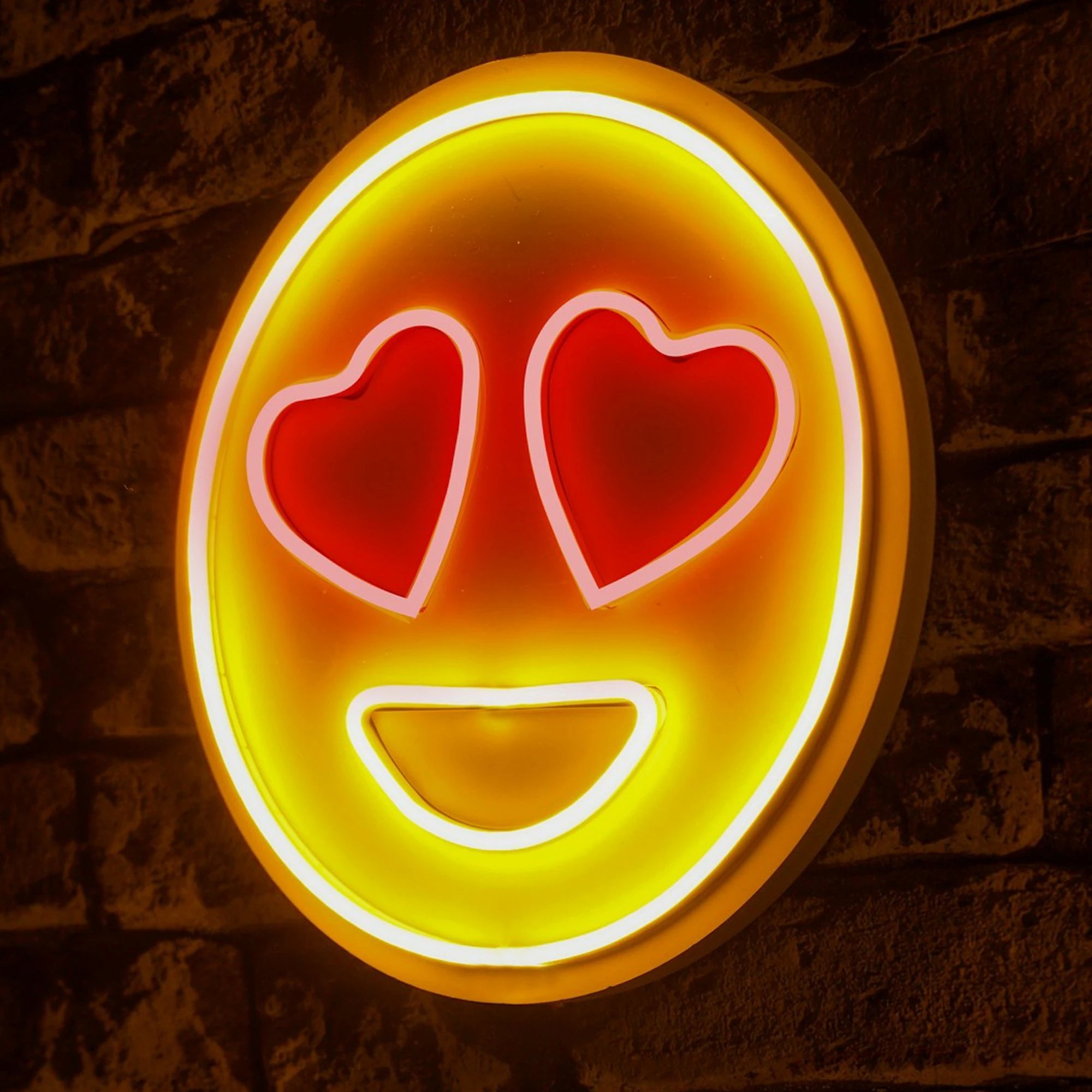 Dritë dekorative LED plastike, emoji Love Smile, e kuqe dhe e verdhë