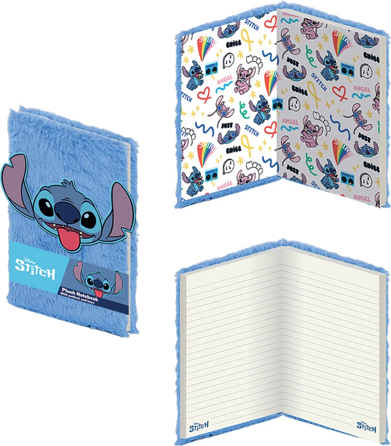 Fletore A5 Pyramid International Lilo & Stitch "You're My Fave", kapak plush, faqe me vija, kaltër e çelët