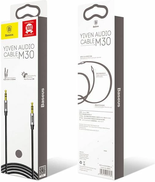 Kabllo audio Baseus Yiven Audio M30 3.5mm Jack–3.5mm Jack 1m, e zezë