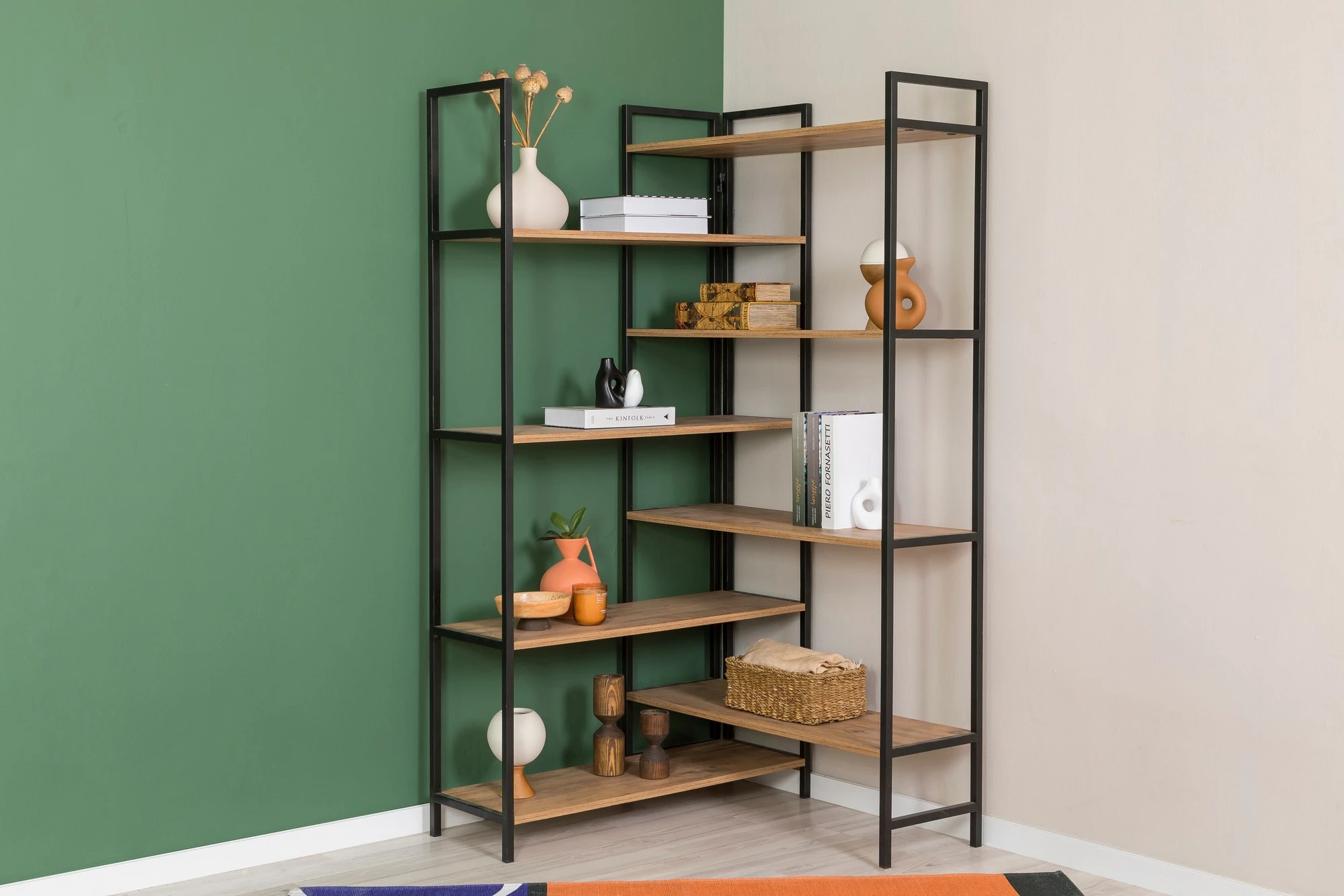 Raft librash Hanah Home, Edra Rafix, ngjyrë pishë Atlantike dhe e zezë