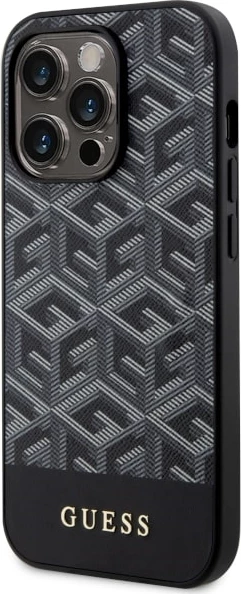 Mbështjellës Guess GUHMP14XHGCFSEK për iPhone 14 Pro Max 6.7", G Cube Stripes MagSafe, i zi