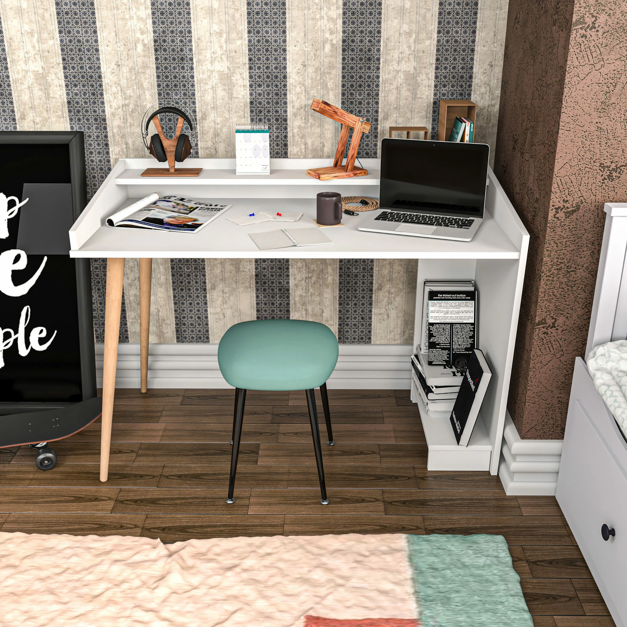 Tavolinë pune për studime, ngjyrë e bardhë, Skye Decor Vanessa