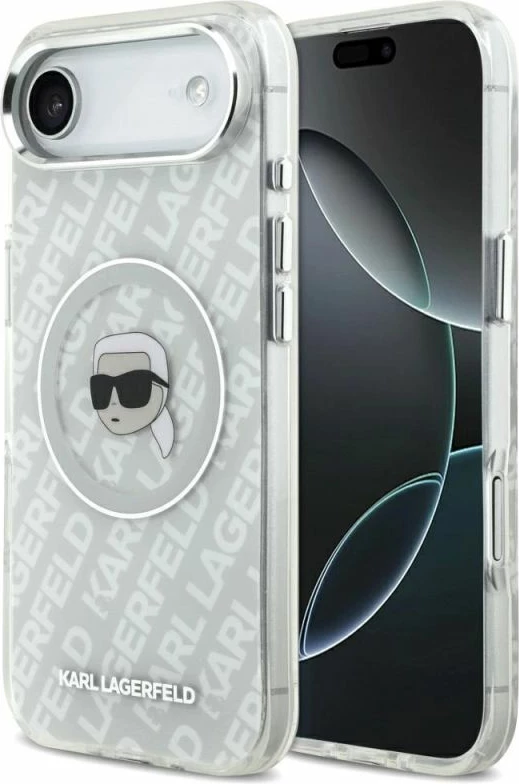Kapak telefoni Karl Lagerfeld IML Karl Head Logo MagSafe për iPhone, gri