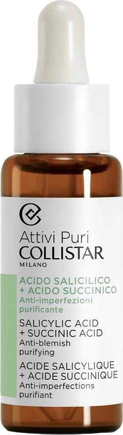Serum për fytyrë Collistar Pure Active Salicylic Acid + Succinic Acid Anti-Blemish Purifying për femra, 30ml