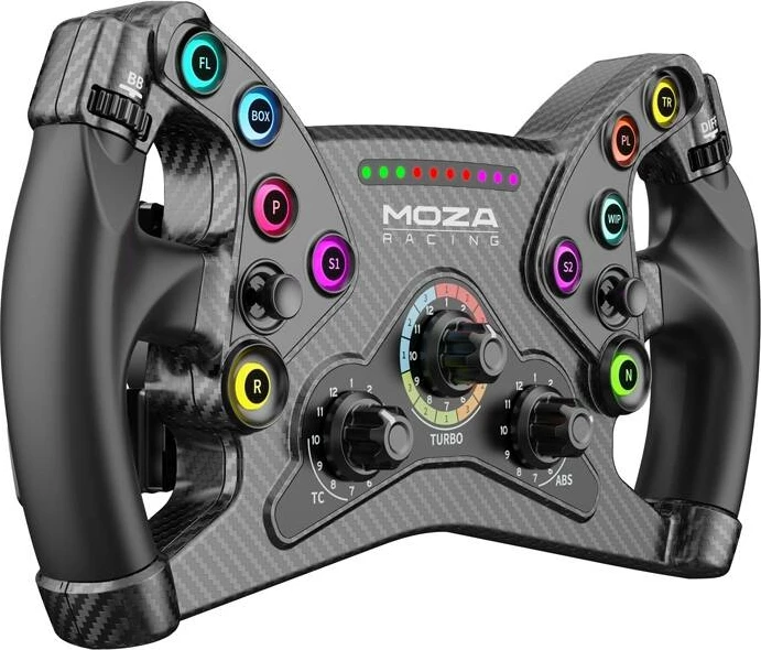 Timon gaming MOZA Racing KS RS047, diametër 300 mm, 10 butona RGB, padele magnetike me dy tufë, kompatibilitet PC