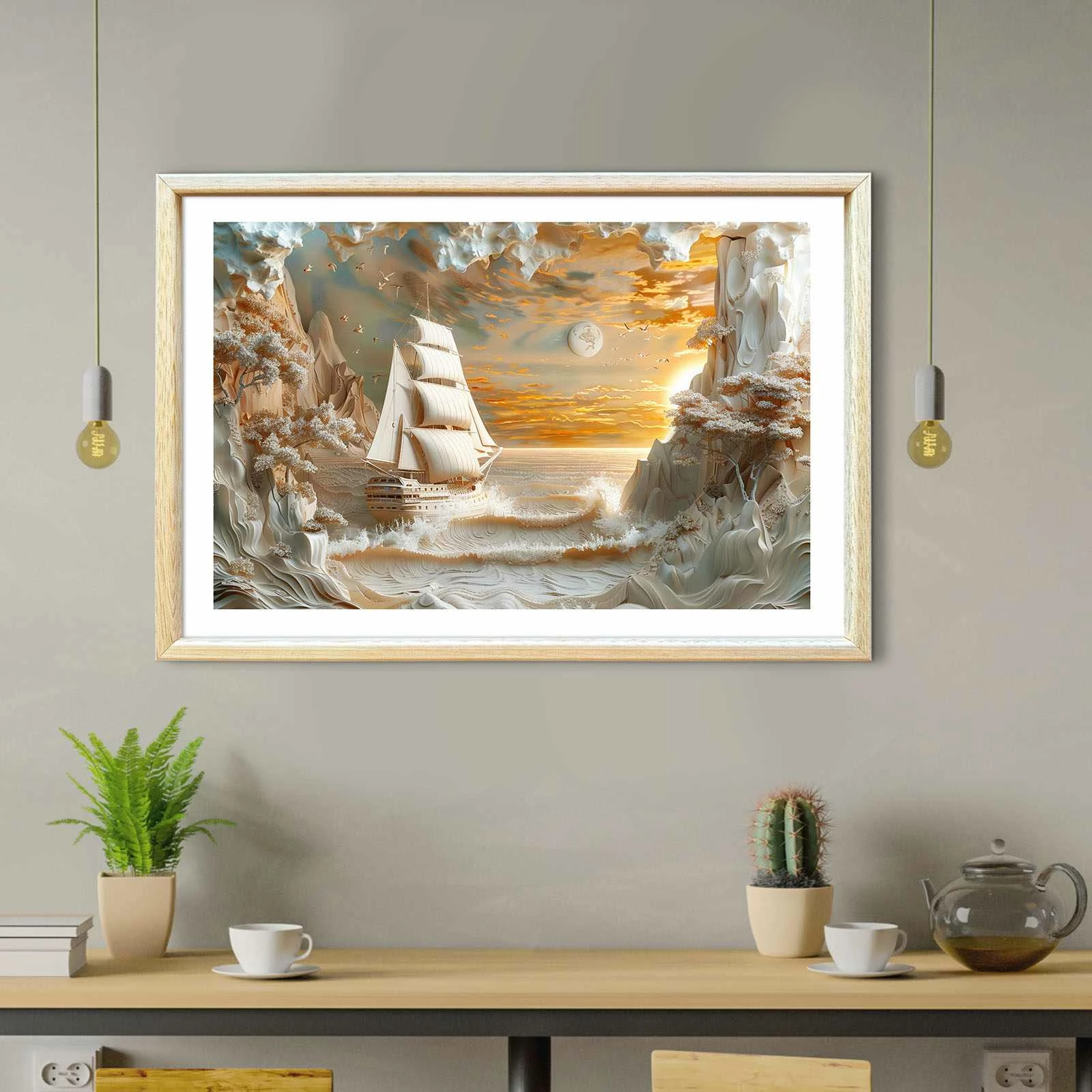 Pikturë dekorative me kornizë druri, MDF, Wallity, Ahswabisabi-031, shumëngjyrëshe, 42x62cm