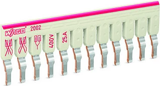 Urë lidhëse për klemë WAGO 2002-482, 12-polëshe, e izoluar, 61.2 mm, gri/rozë