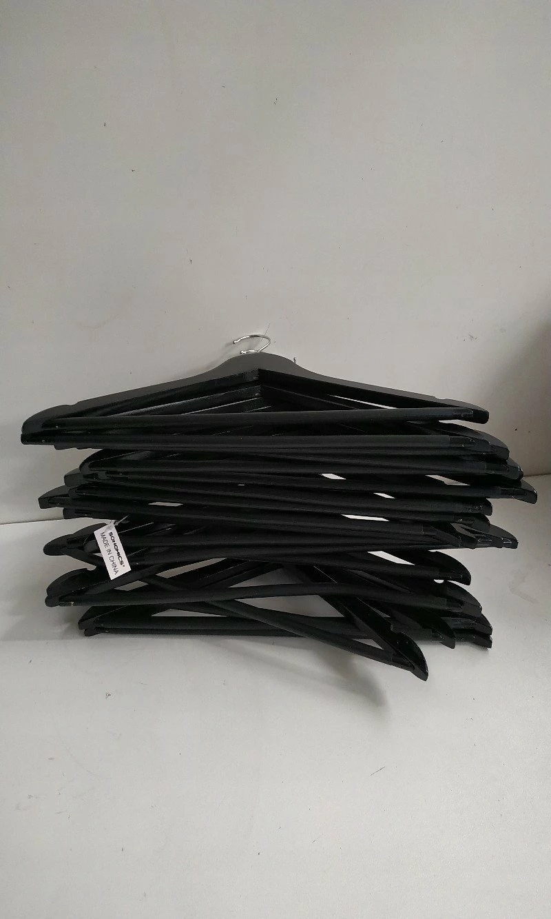 Varëse rrobash druri Songmics CRW02B-20, grep 360°, shufër kundër rrëshqitjes, 5 kg, set 20 copë, e zezë