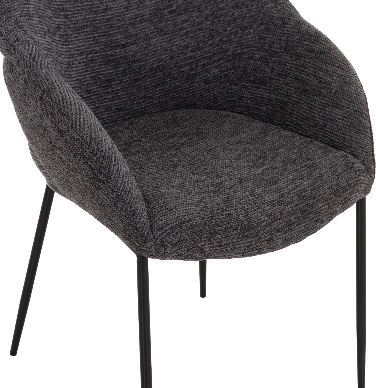 Karrige ngrënieje DRENNY, material gri, këmbë metalike të zeza, 62x63x85cm, set prej 2 copë