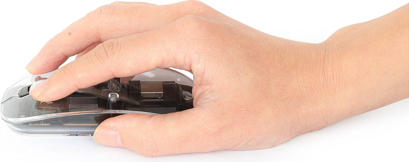 Maus Manhattan Transparent Wireless Rechargeable 2.4GHz, 800/1200/1600 DPI, RGB, Clear/Black