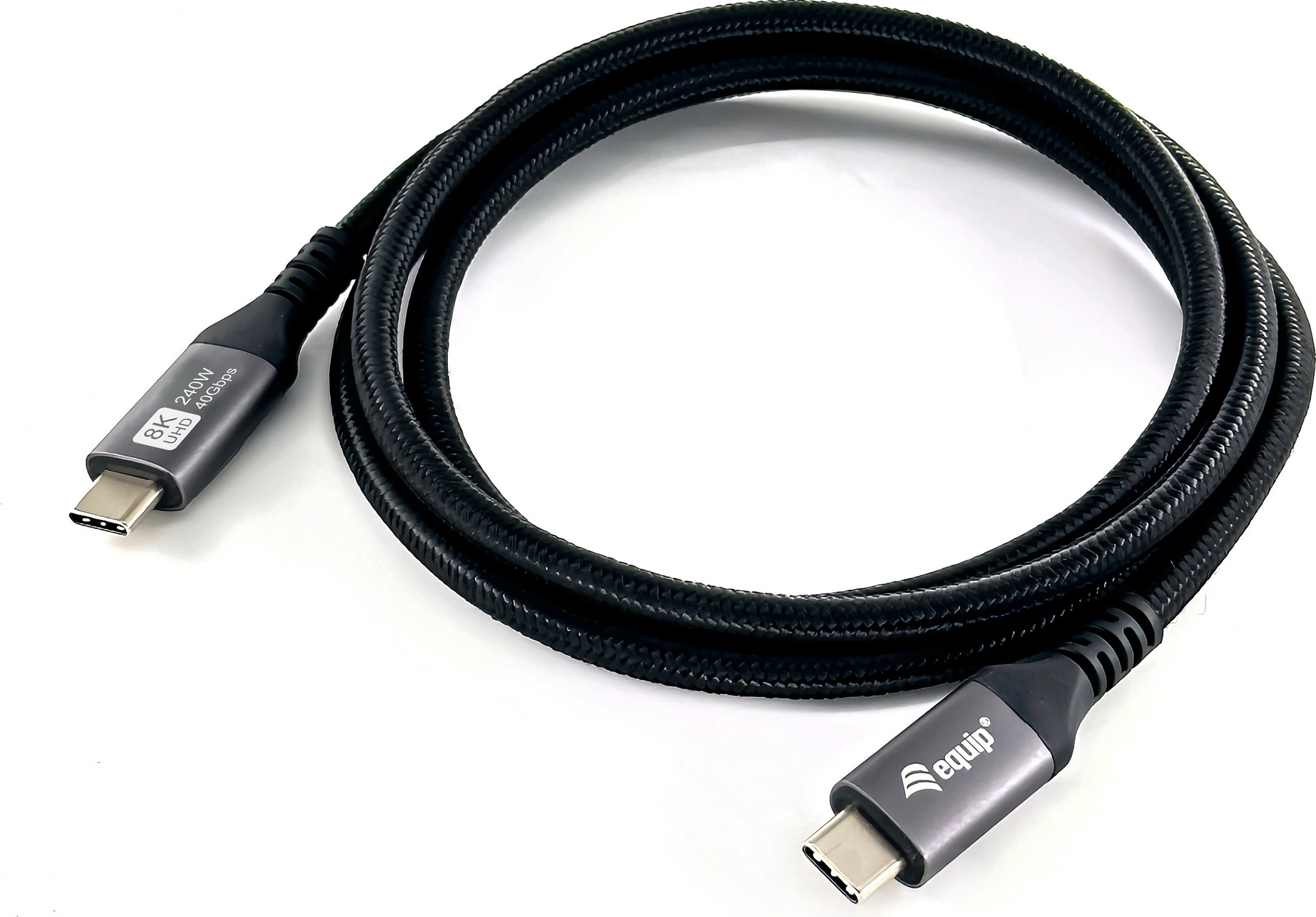 Kabllo USB-C në USB-C Equip 128380, USB4 40Gbps, PD 3.1 240W, 0.5m, e zezë