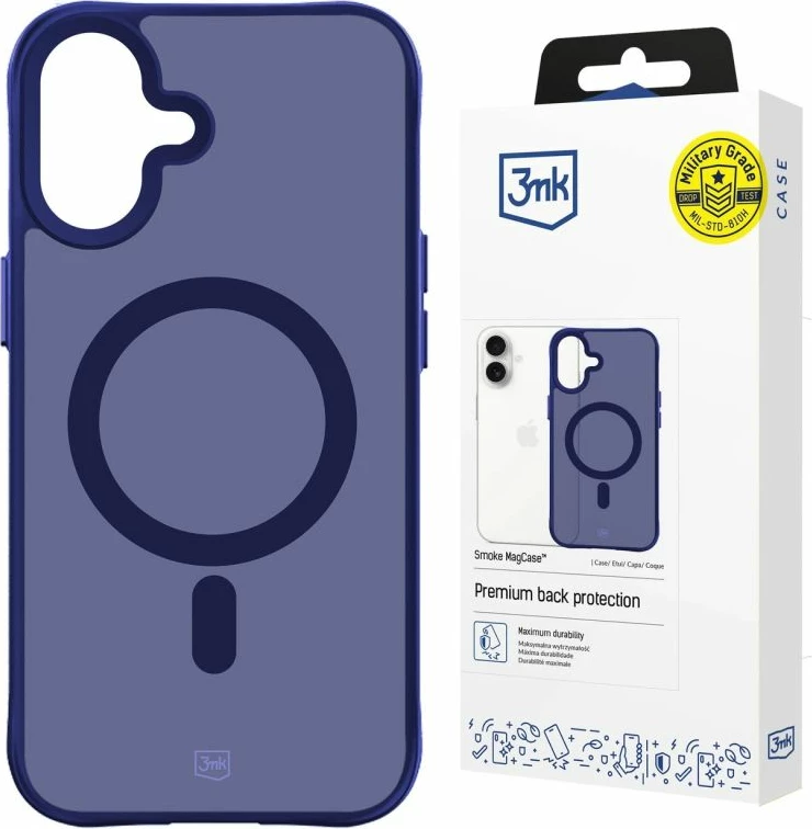 Maskë telefoni 3mk Smoke MagCase për iPhone 16, blu-transparente