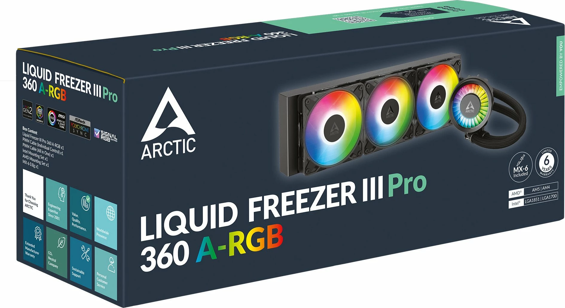Sistem ftohje me lëng Arctic Liquid Freezer III Pro 360 A-RGB, radiator 360mm, 3x120mm PWM, i zi