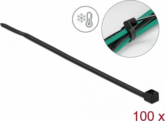 Lidhëse kabllosh DeLOCK 100 x 2.5 mm, 100 copë, e zezë