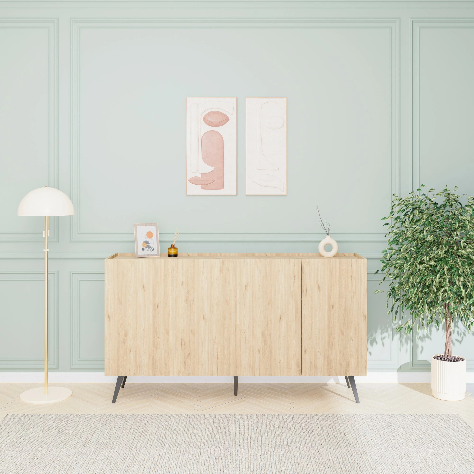 Konsolë Hanah Home, Kns-740-Ff-2, ngjyrë lisi